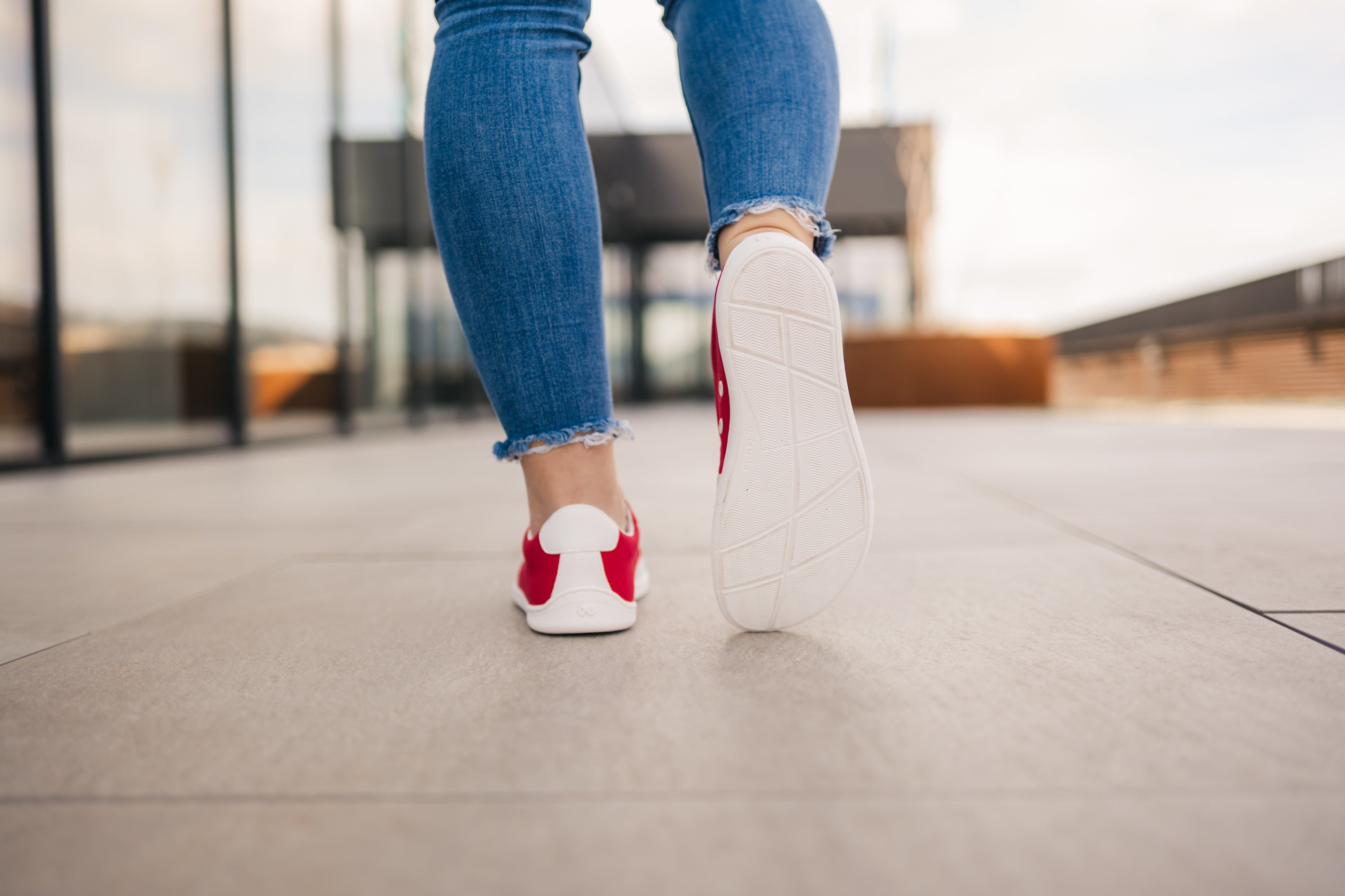 Barefoot Sneakers for Women & Men - Be Lenka Rebound Minimalist Shoes in Red & White | Lightweight Zero Drop Footwear for Running, Walking & Everyday Comfort