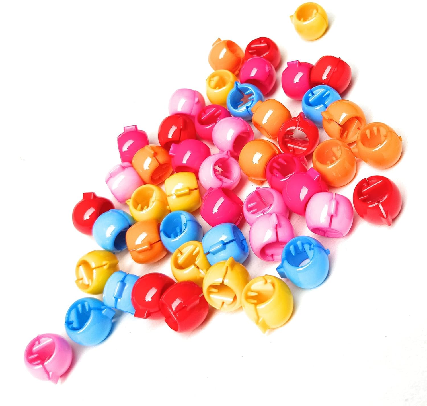Ghelonadi Mini Hair Claw Clips with Rainbow Beads - 50pc Colorful Plastic Hair Clips for Women & Girls - Small Jaw Clips Hair Accessories for Ponytails, Buns & Updos
