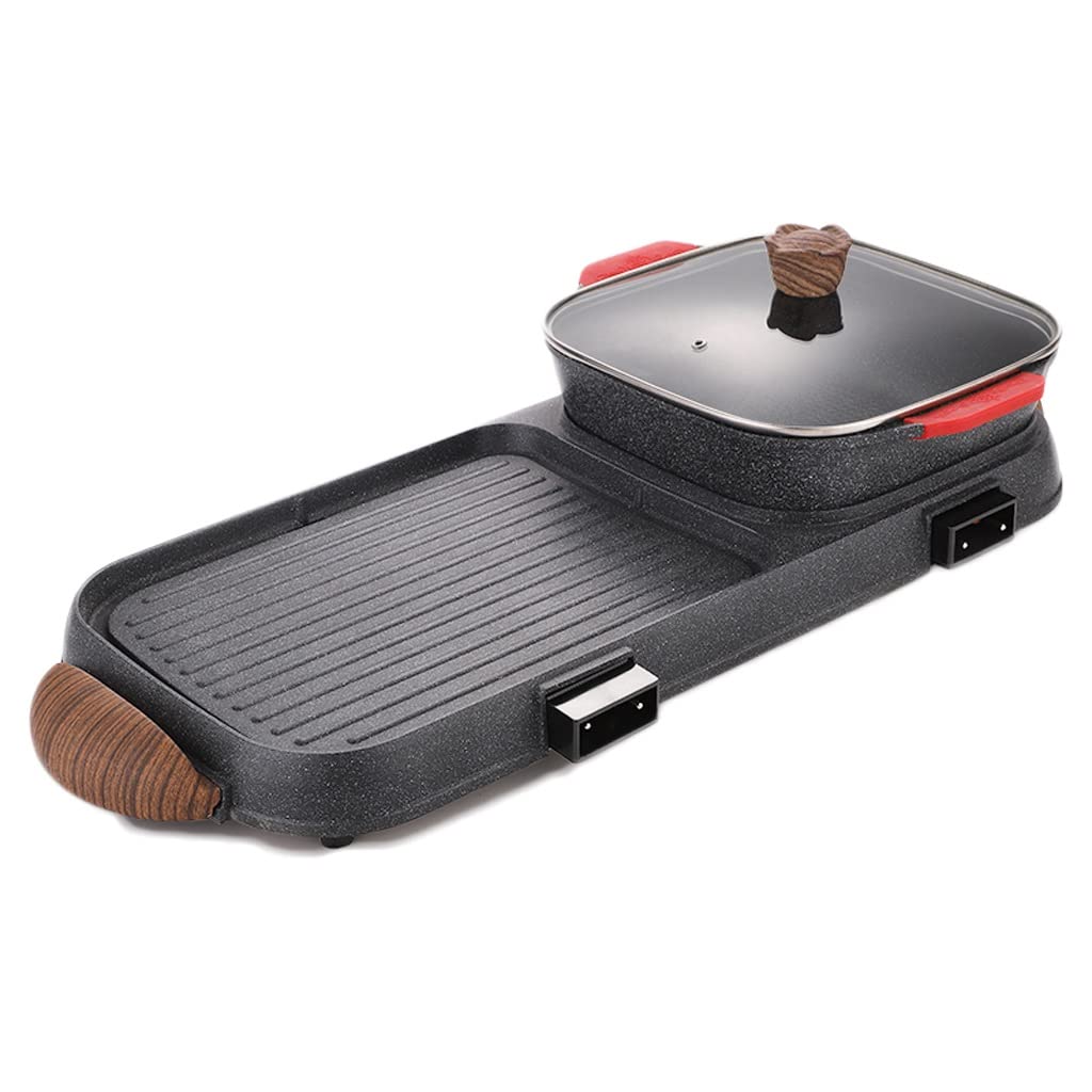 Best Electric Grill for Hot Pot, Shabu-Shabu, Roasting & Stir-Frying - Intelligent Constant Temperature, Smoke-Free, Non-Stick BBQ Machine with Separate Baking Tray (Single Pot) - Perfect for Family Gatherings, Indoor Cooking & Asian Cuisine
