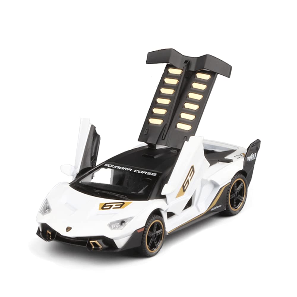 1:32 SC18 Pull Back Toy Car - Alloy Diecast Metal Sports Car with Damping, Sound & Light - Gift for Kids, Boyfriend & Young Adults - Perfect for Playtime, Collecting & Decoration