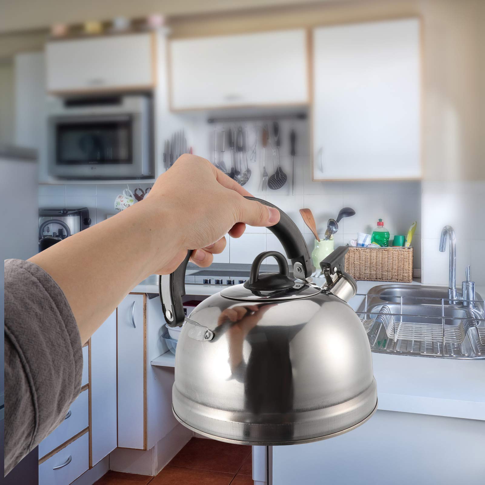 OSALADI 1pc Stainless Steel Chirping Kettle - Large Capacity Whistling Teakettle for Induction Cooktops & All Stovetops - Perfect for Boiling Water for Tea, Coffee & Home Cooking