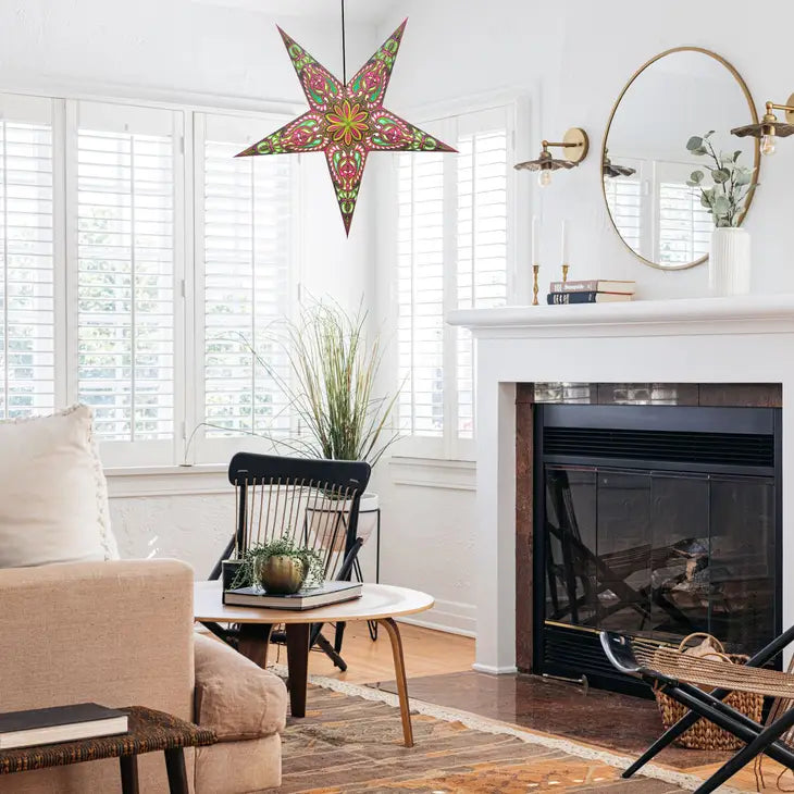 Elation Paper Star Lanterns - Decorative Hanging Party Lights for Weddings, Baby Showers & Home Decor