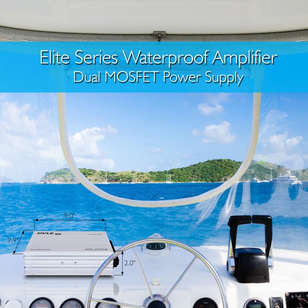 Pyle Hydra Marine Amplifier & 6x9 Inch Dual Marine Speakers - 2 Way Waterproof Weatherproof Outdoor Stereo Sound System 260W (1 Pair, Black) - Perfect for Boats, RVs, and Outdoor Adventures