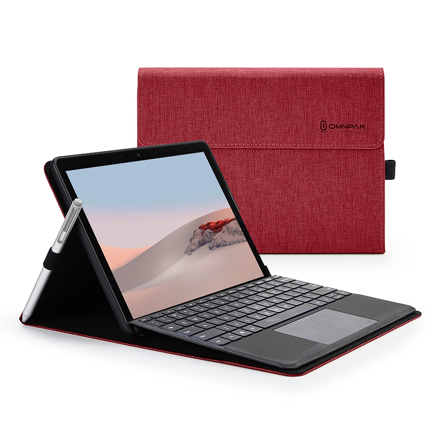Omnpak Slim Lightweight Protective Case for Microsoft Surface Go 3/2/2018 - Multi-Angle Stand with Stylus Holder | Compatible with Type Cover Keyboard (Keyboard Not Included) | Perfect for Work, Travel & School Use