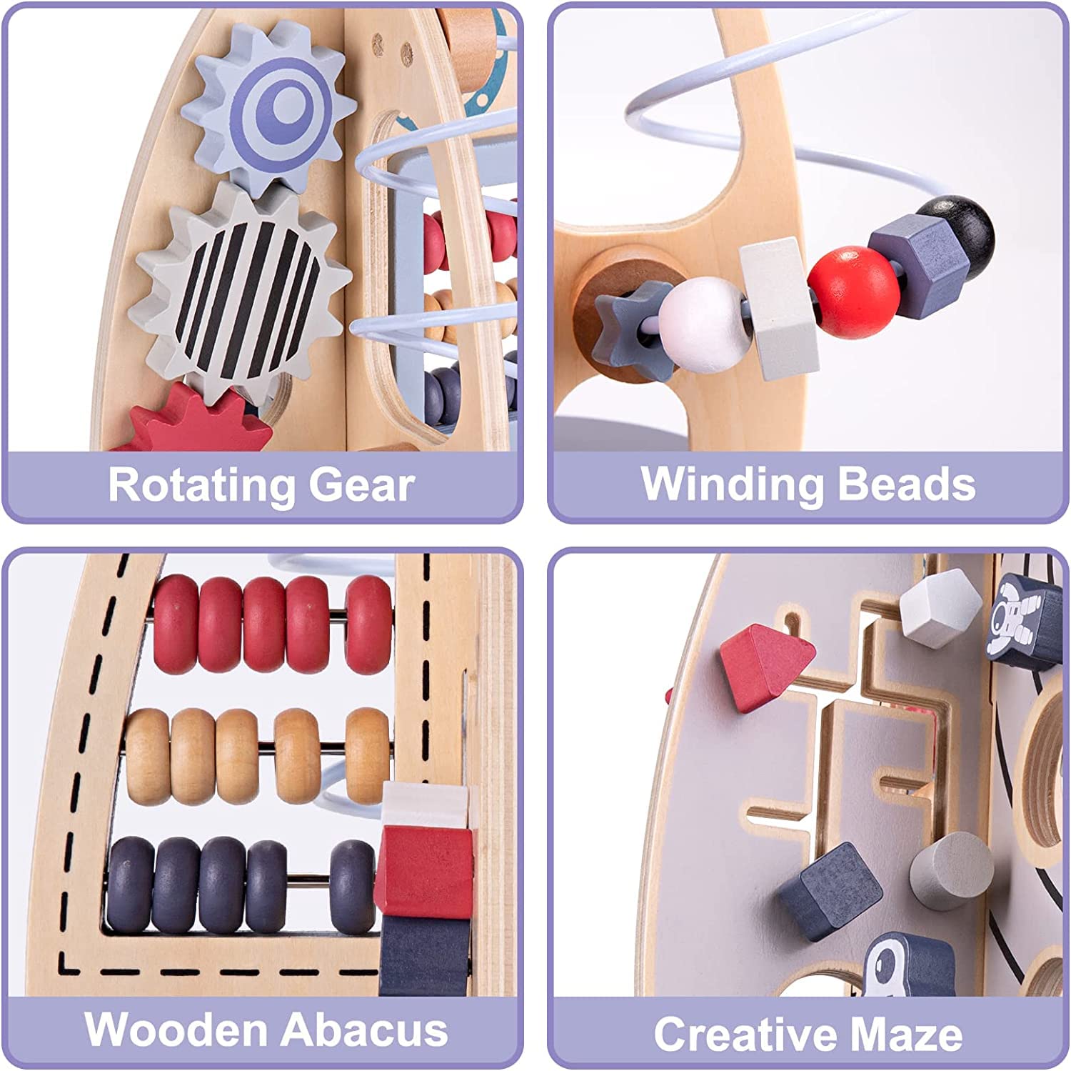 Montessori Wooden Activity Cube Toy for 1 Year Old Boys & Girls - Educational Sensory Busy Board with Rocket Design - Perfect 1st Birthday Gift for Babies 6-18 Months | Ideal for Early Learning, Fine Motor Skills Development & Toddler Playtime