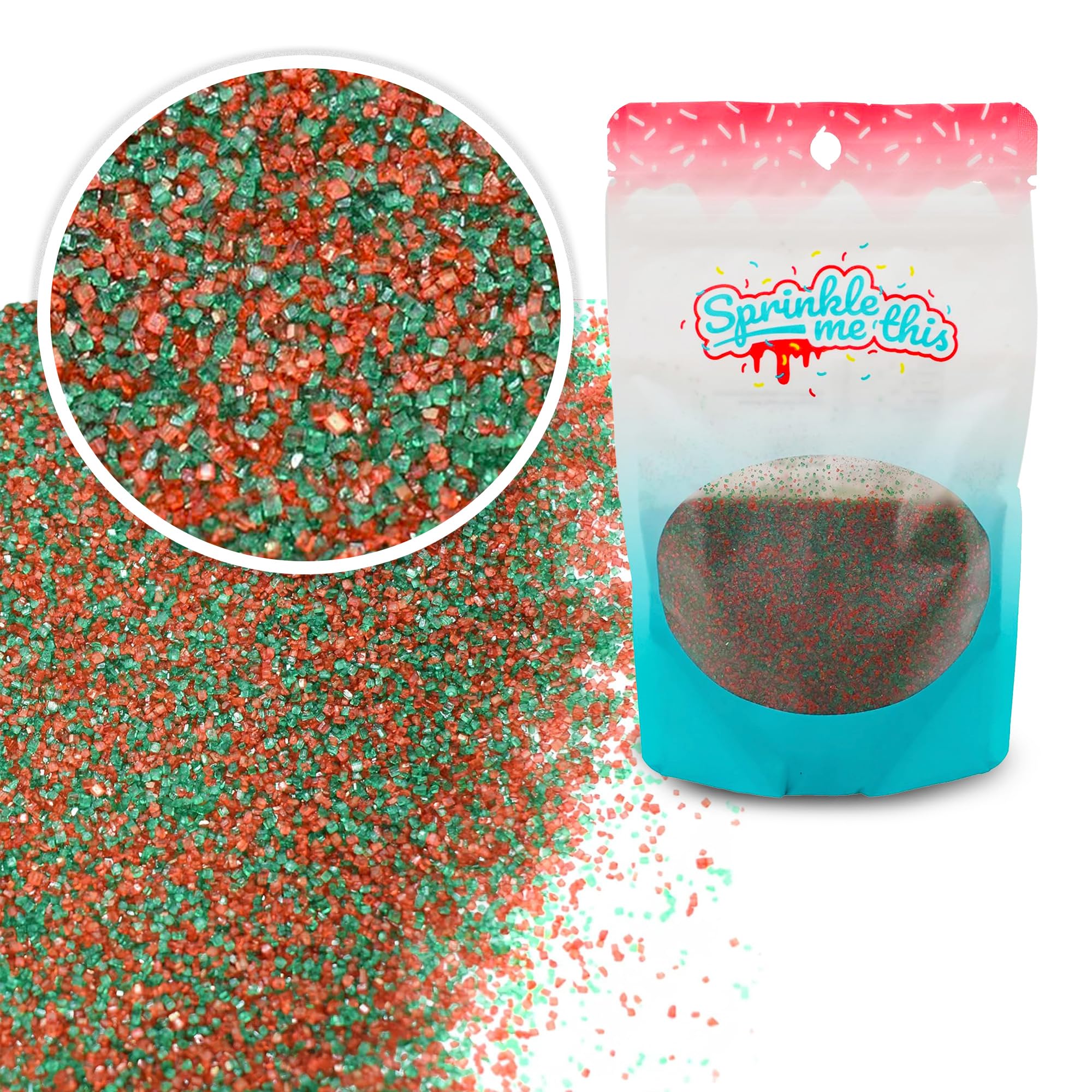 Festive Christmas Sprinkles for Baking & Cake Decorating - Bulk Holiday Sprinkles Mix in Red & Green Sanding Sugar (4oz) - Perfect for Cookies, Cupcakes, Gingerbread Houses & Holiday Desserts