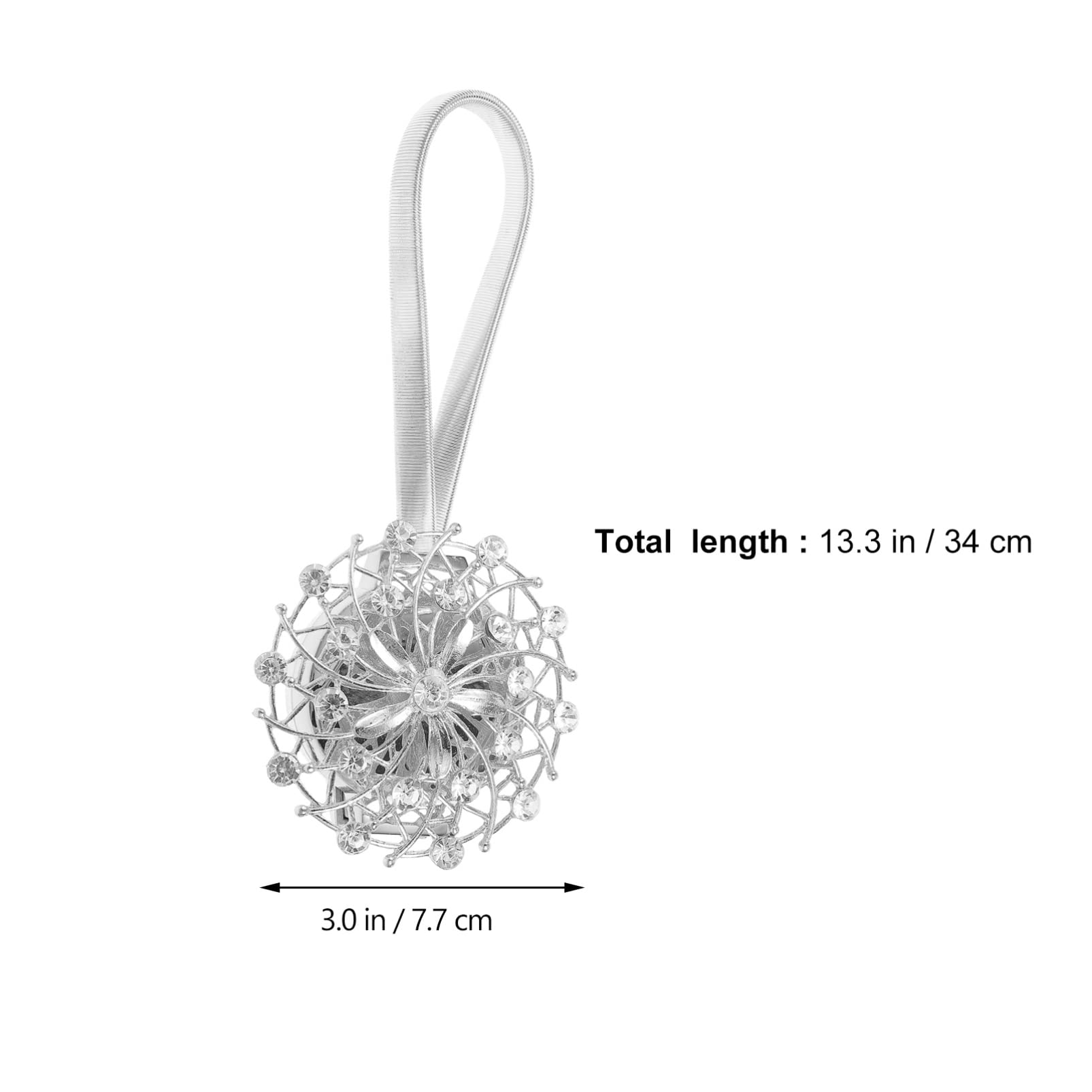 FOMIYES 2-Pack Silver Rhinestone Curtain Tiebacks - Crystal Drapes Holdbacks for Windows, Alloy Curtain Fasteners with Shiny Rhinestones - Perfect for Living Room, Bedroom & Wedding Decor