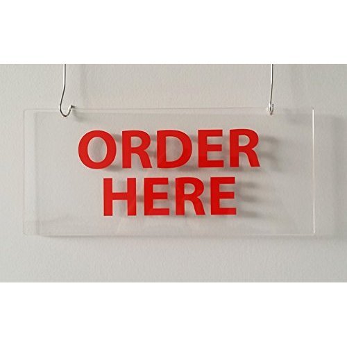 Order Here Red Hanging Sign - Durable Outdoor Business Sign for Restaurants, Shops & Events