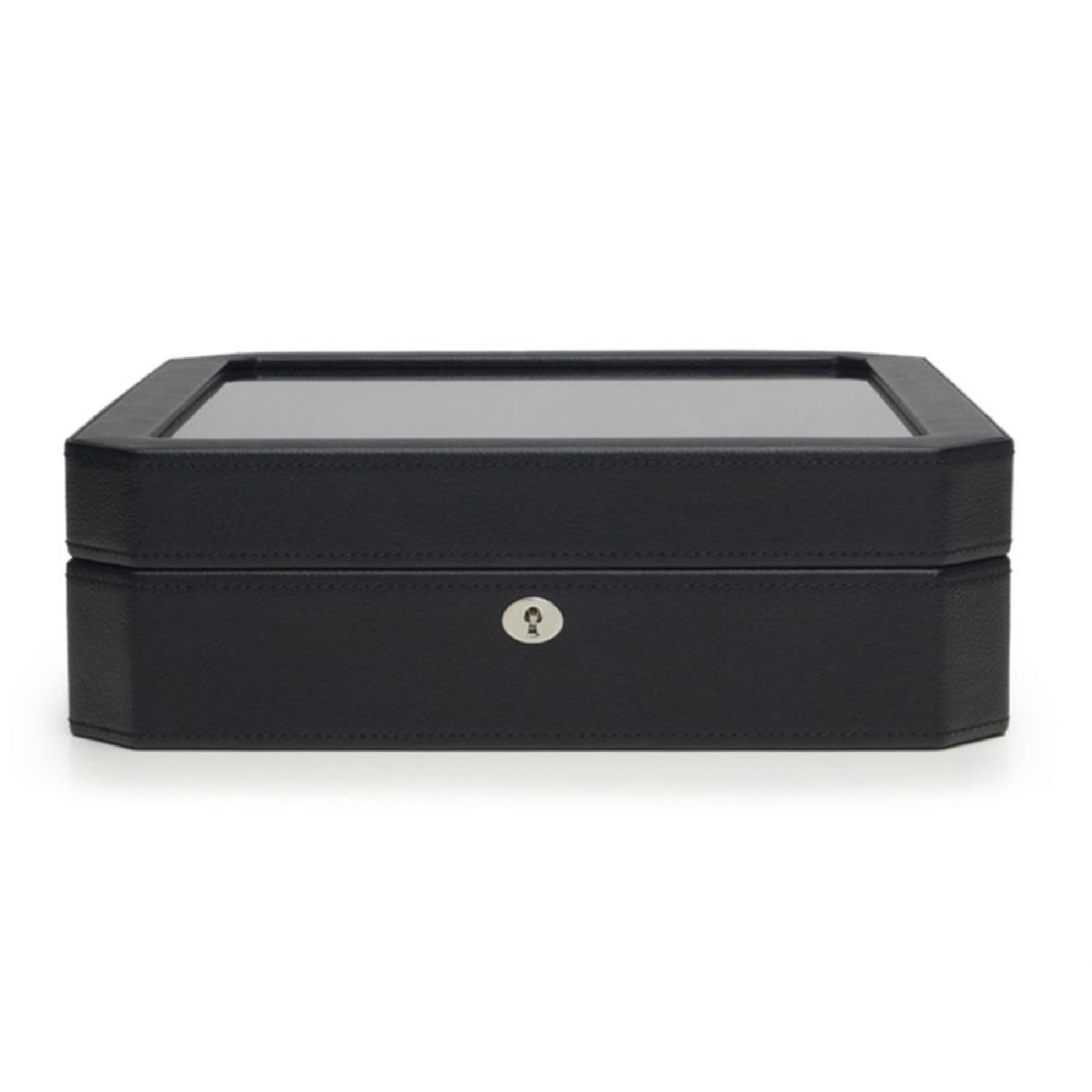 Premium WOLF Windsor 15-Piece Watch Box - Black/Purple Vegan Leather Watch Organizer with 15 Watch Compartments | Perfect for Watch Collectors, Jewelry Storage & Travel Accessories