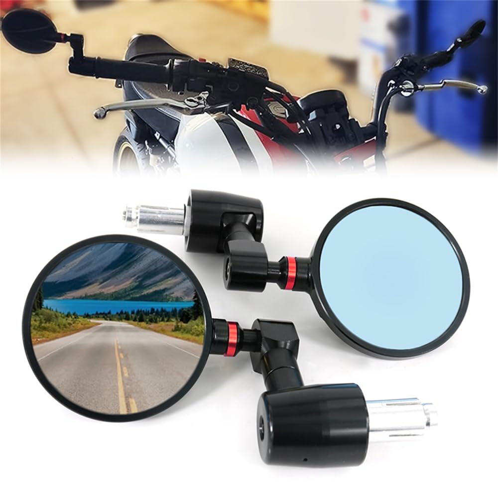 Xitomer Universal Motorcycle Bar End Mirrors - Compatible with Yamaha MT-07, MT-09, FZ-07, FZ-09, XSR700, XSR900 - Black & Red - Enhances Safety & Style for Street Bikes & Cruisers