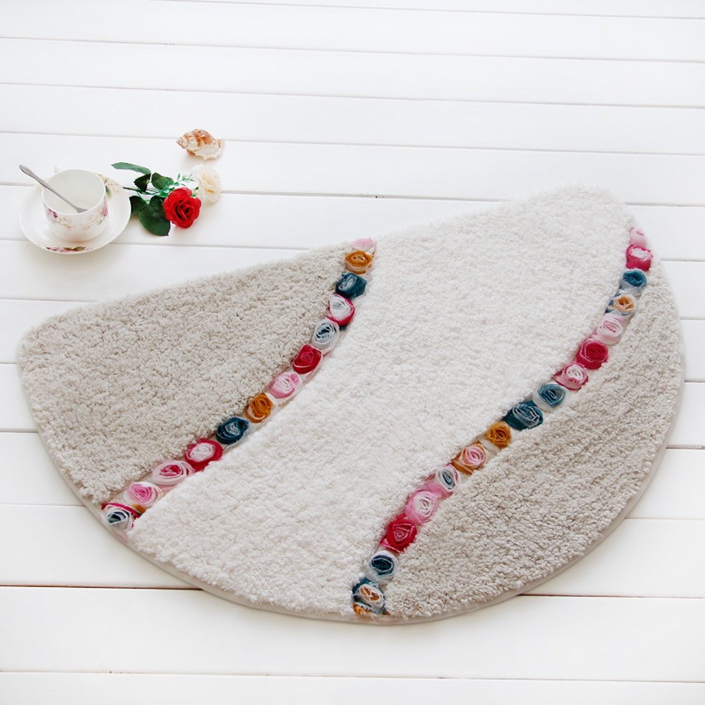 Premium Microfiber Bath Rug - Ultra Soft Shaggy Rose Flower Design, Non-Slip Bathroom Mat for Tub & Shower (16