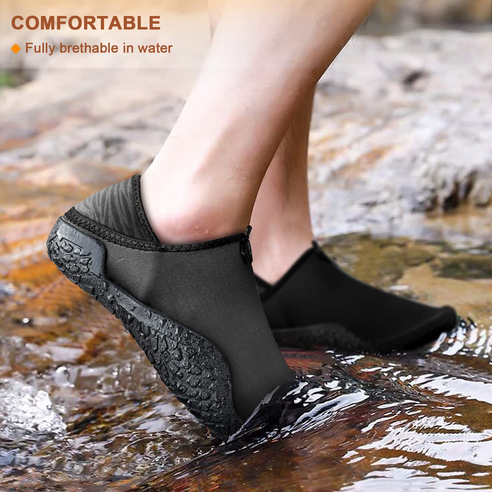 BULLIANT Men's Water Shoes - Slip On Swim Shoes for Beach, Pool & Aqua Sports - Barefoot Quick Dry Shoes with Stretch Fit - Perfect for Swimming, Surfing, Kayaking & Water Activities