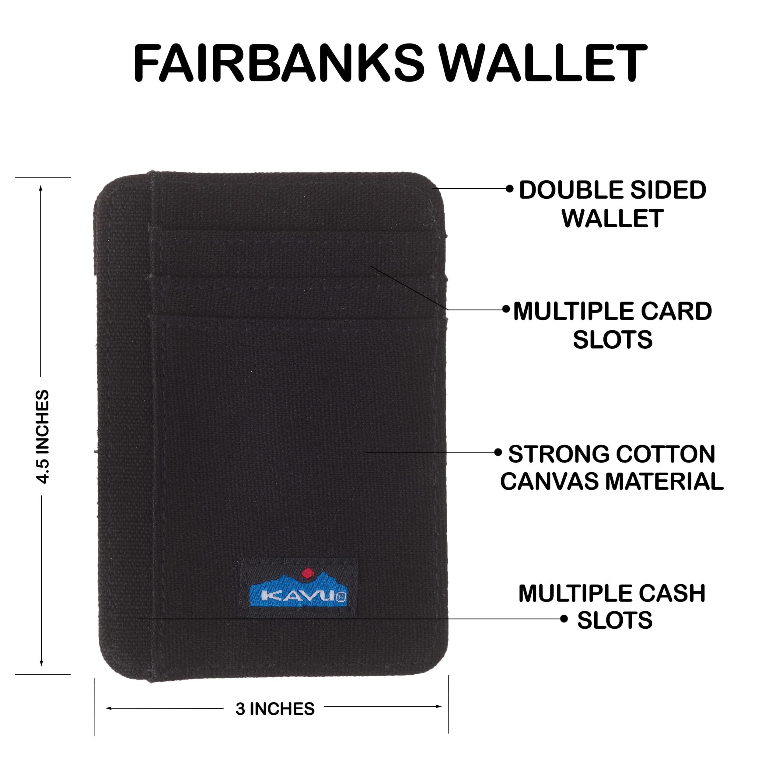 KAVU Fairbanks Double Sided Slim Cotton Canvas Wallet for Men & Women - Minimalist RFID Blocking Bifold Wallet for Travel, Hiking & Everyday Use