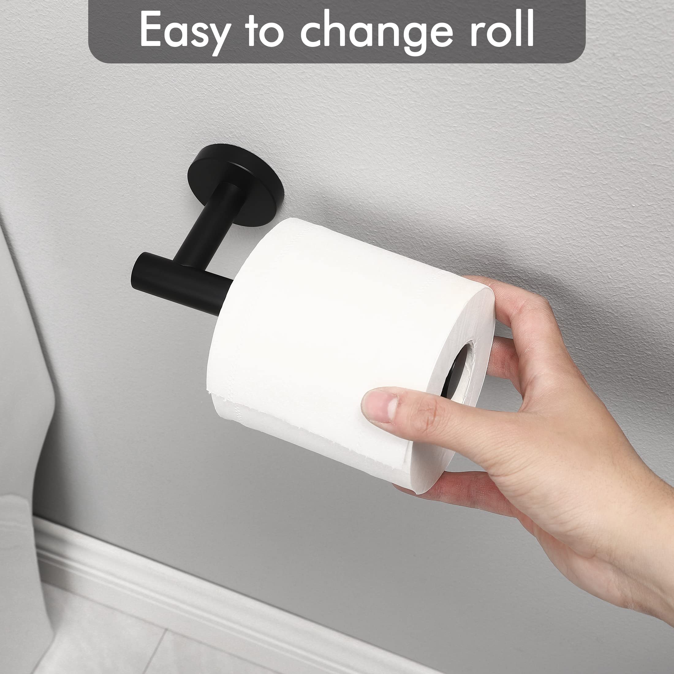 KES Black Stainless Steel Toilet Paper Holder & Hand Towel Holder Set (A2175S12-BK + A2180-BK) - Modern Bathroom Accessories for Home & Hotel Use