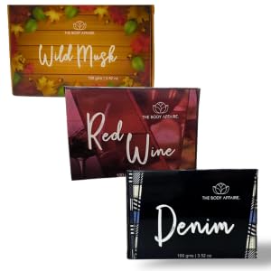 FORGANIK Handmade Natural Bath & Body Soap Gift Set - 3 Pack (300g Each) Denim, Red Wine & Wild Musk Scented Soaps for Luxury Skincare & Relaxing Bath Time