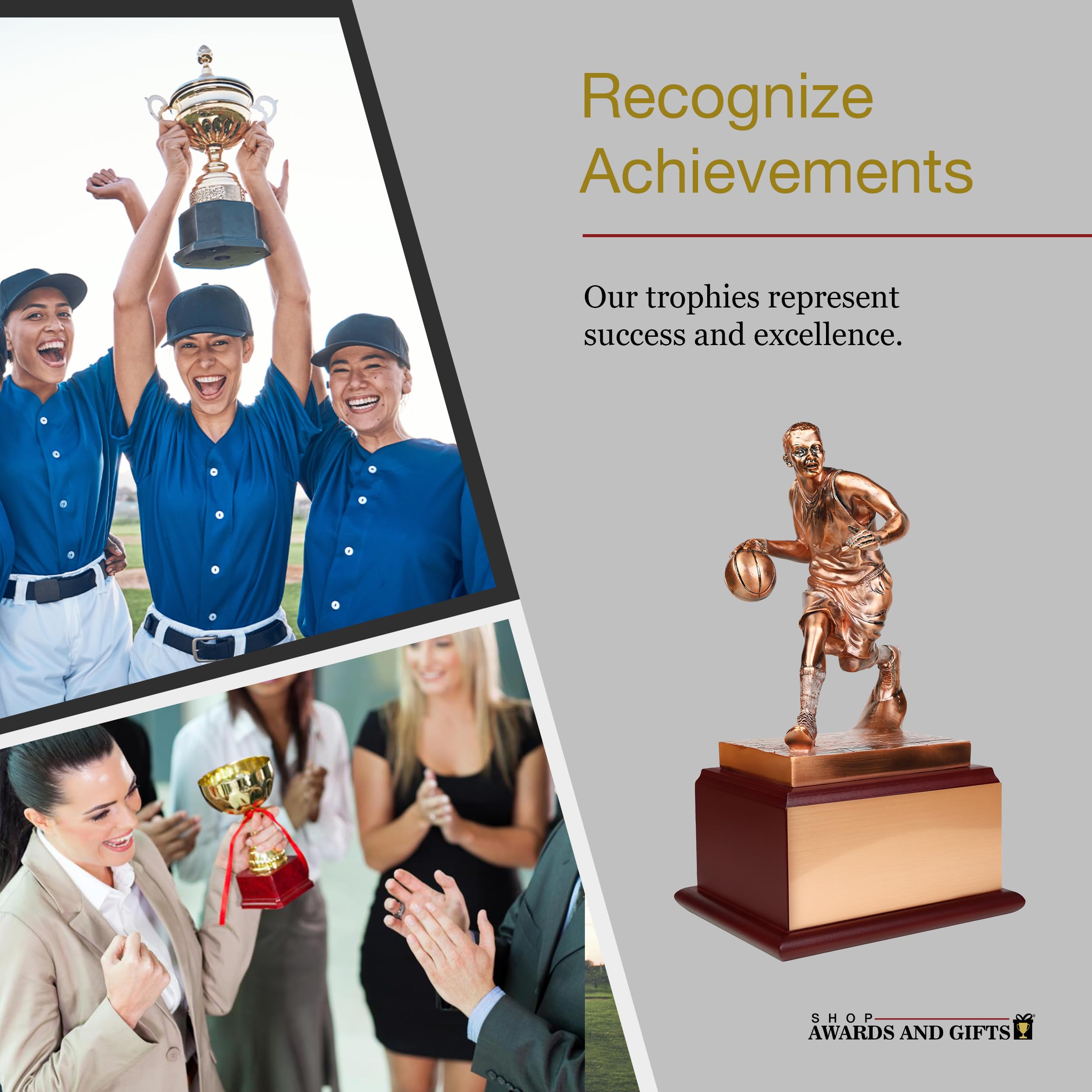 13 Inch Antique Bronze Basketball Championship Trophy - Electroplated Male Figure for Awards, Gifts & Recognition | Perfect for Sports Banquets, Team Achievements & Office Decor