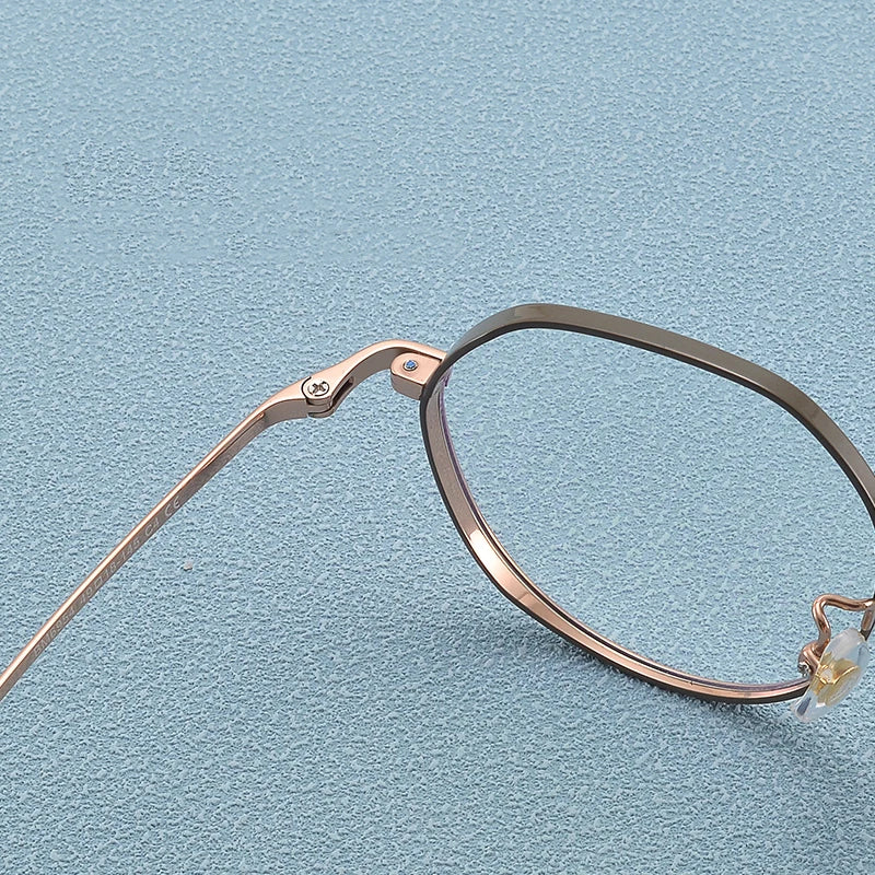 Bclear Unisex Full Rim Small Flat Top Round Titanium Eyeglasses 6954 - Lightweight & Durable Frame for Men & Women - Perfect for Reading, Work, and Everyday Use