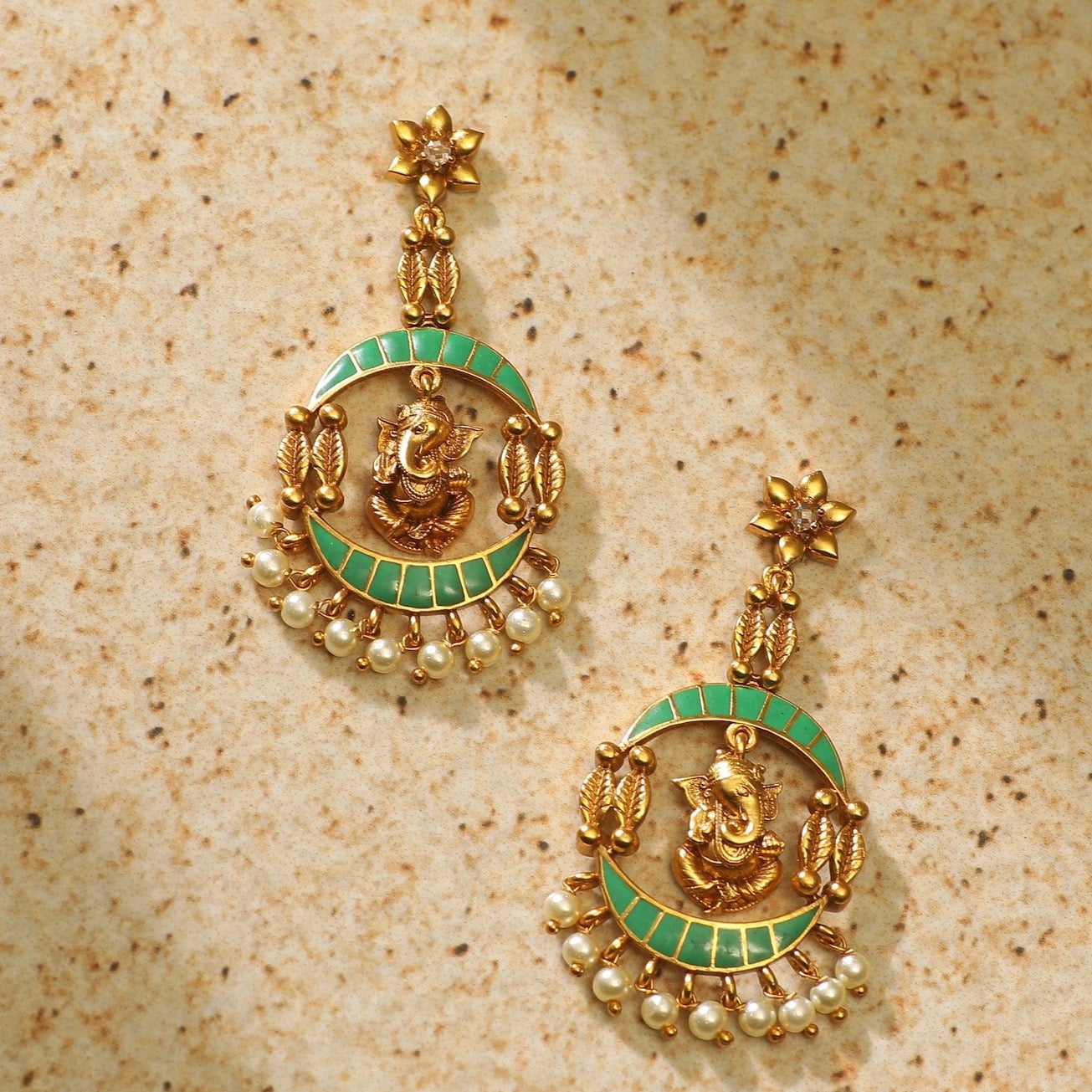 Exquisite Ganesha Enamel Antique Earrings - Handcrafted Indian Jewelry for Women | Perfect for Festivals, Weddings & Spiritual Occasions
