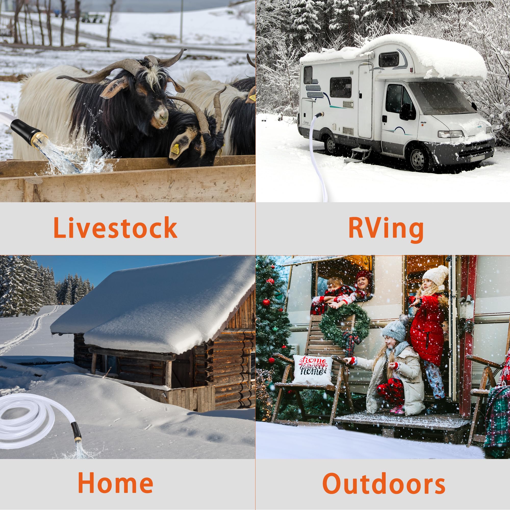 50 Ft Heated RV Drinking Water Hose - Freeze Proof Down to -31°F/-35°C with 3/4