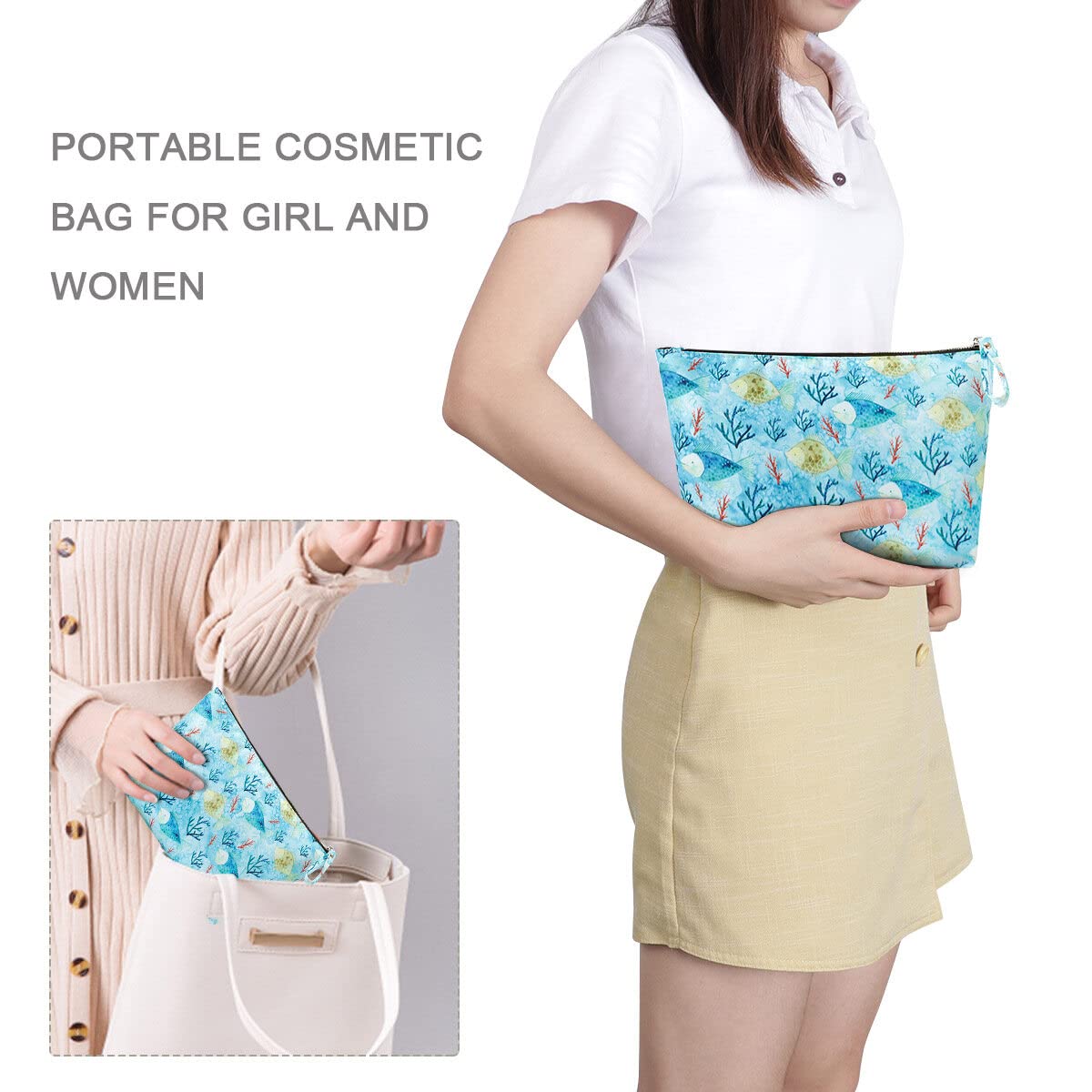 Kamo Makeup Bags for Women - Waterproof Cosmetic Organizer with Zipper, Travel Toiletry Pouch & Pencil Case - Perfect for Travel, Gym, and Daily Essentials Storage