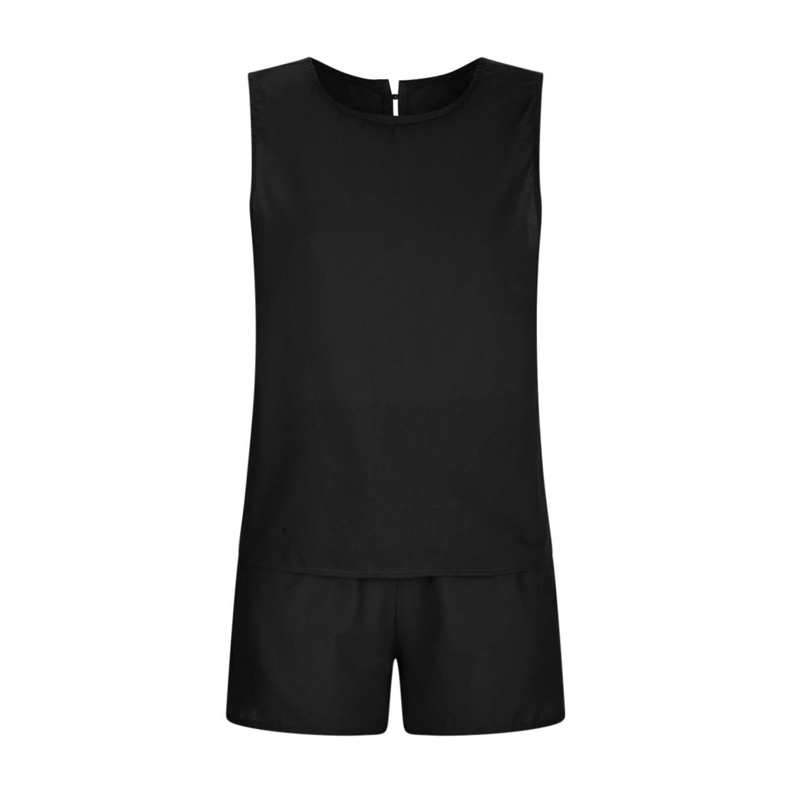 Women's 2-Piece Outfit - Sleeveless Tank Top with Pockets & Comfortable Shorts - Lounge, Beach & Summer Travel Matching Set - Casual Wear for Vacation, Yoga & Outdoor Activities