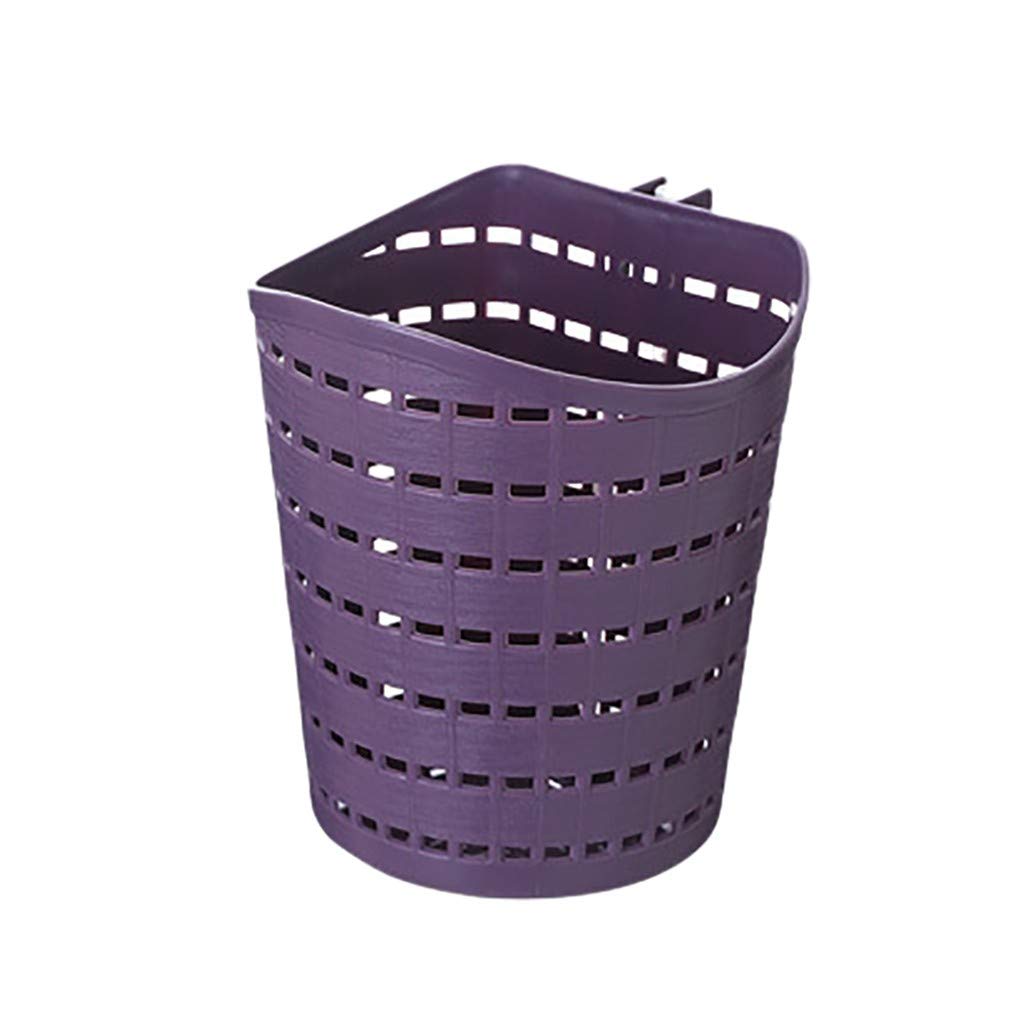 Rotatable Hook Plastic Kitchen Storage Basket - Hollow Wall Mounted Drain Basket for Organizing Utensils, Sponges & Cleaning Supplies - Perfect for Small Kitchens, Bathrooms & Laundry Rooms