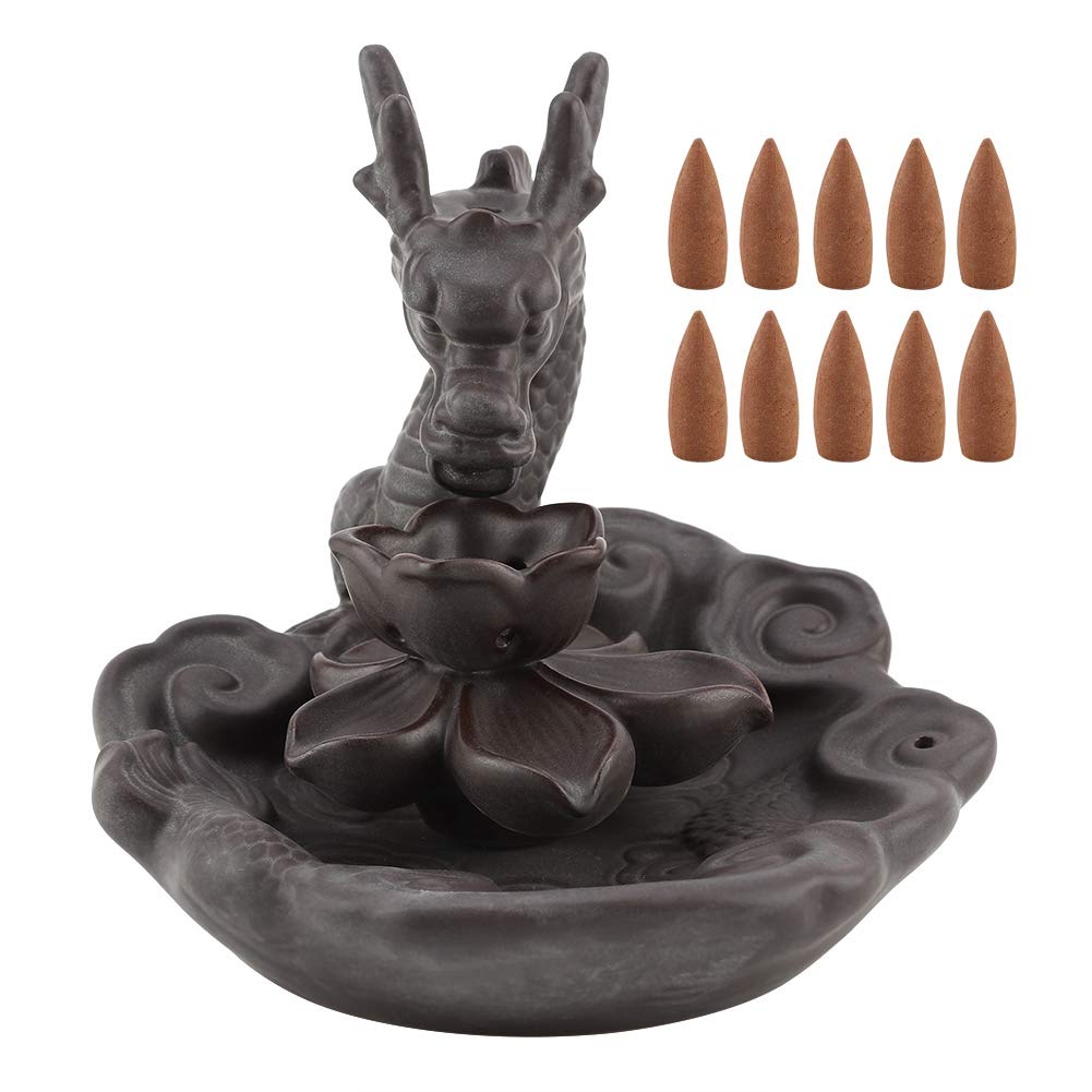 01 Smoke Backflow Incense Burner - Fadeless Ceramic Incense Holder for Meditation, Yoga & Home Decor - Unique Backflow Design for Temples, Tea Rooms & Relaxation Spaces
