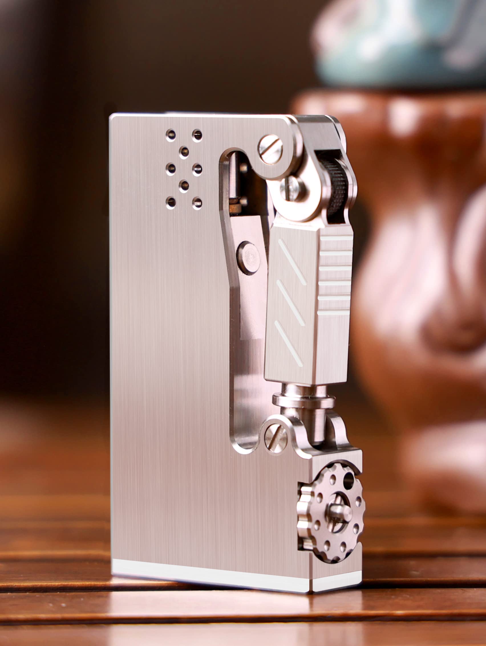Windproof TC4 Titanium Alloy Refillable Kerosene Lighter - Soft Flame Metal Lighter for Outdoor Camping, Hiking & Survival Gear - Durable Open Flame Lighter with Collectible Value (Fuel Not Included)