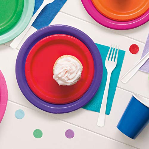 Ruby Red 7 Inch Round Disposable Dessert Plates - Pack of 20 - Sturdy Paper Party Plates for Birthday Cakes, Cupcakes, Cookies & Appetizers - Perfect for Birthday Parties, Baby Showers, Weddings & Holiday Celebrations