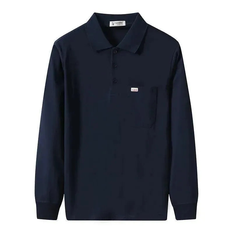 Premium Men's Long Sleeve Cotton Polo Shirt - Breathable & Comfortable Business Casual Wear for Office, Golf & Outdoor Activities
