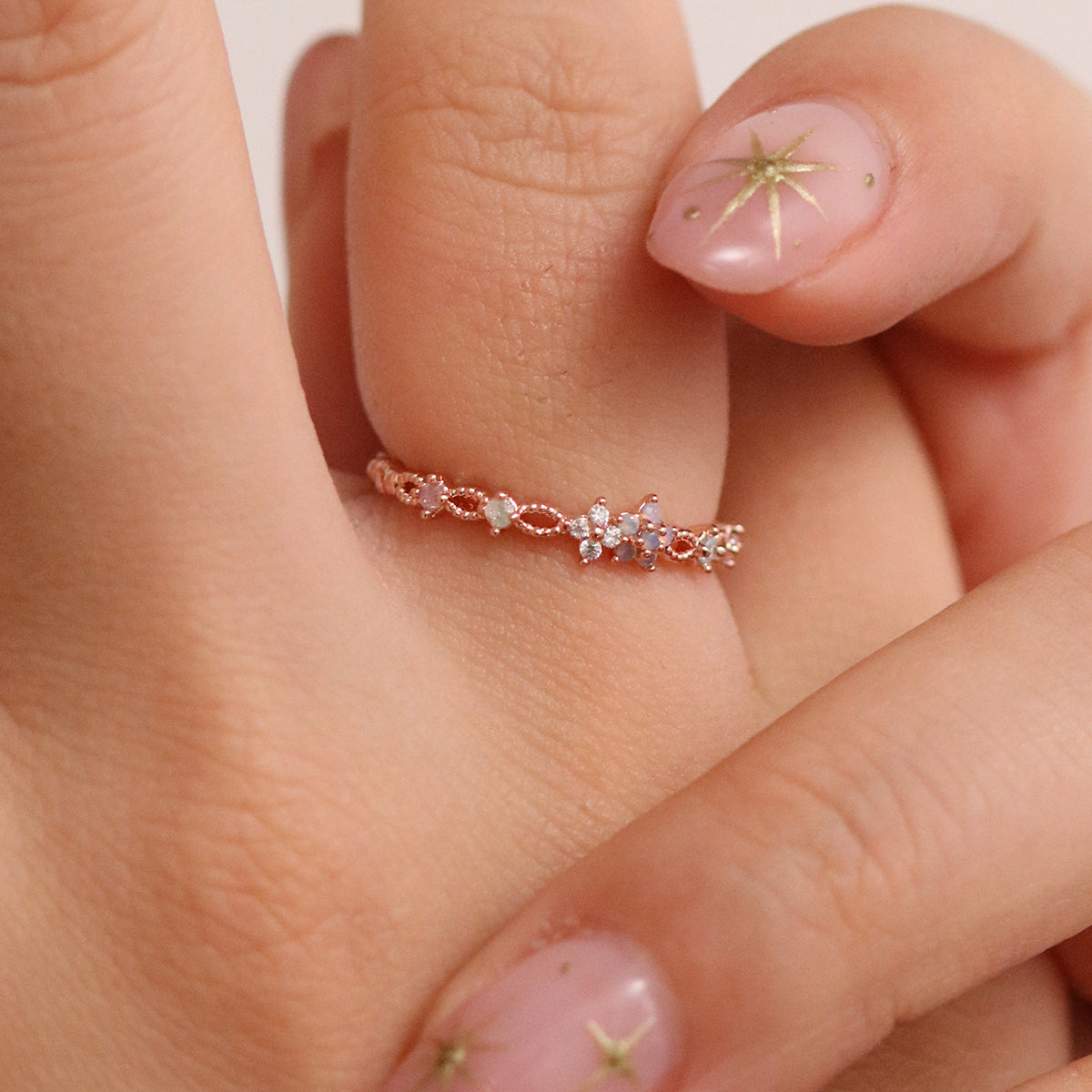 Pastel Moonstone Flower Ring - Elegant Dainty Jewelry for Women, Perfect for Weddings, Parties & Everyday Wear
