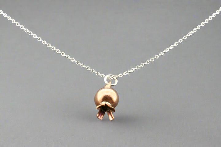 Copper Pomegranate Pendant Necklace with Silver Chain - Elegant Jewelry for Women, Perfect for Gifts, Parties & Everyday Wear