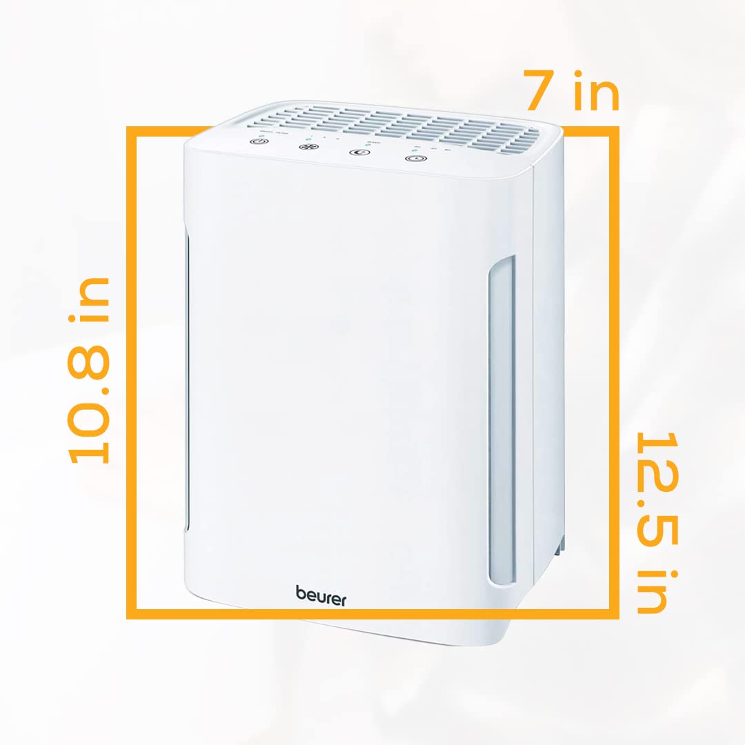 Beurer LR210 H13 True HEPA Air Purifier for Home - 3-Layer Filtration System, 3 Fan Speeds, Allergy & Pet Hair Relief - Quiet Sleep Mode & Timer for Bedroom, Living Room, Office Air Cleaning