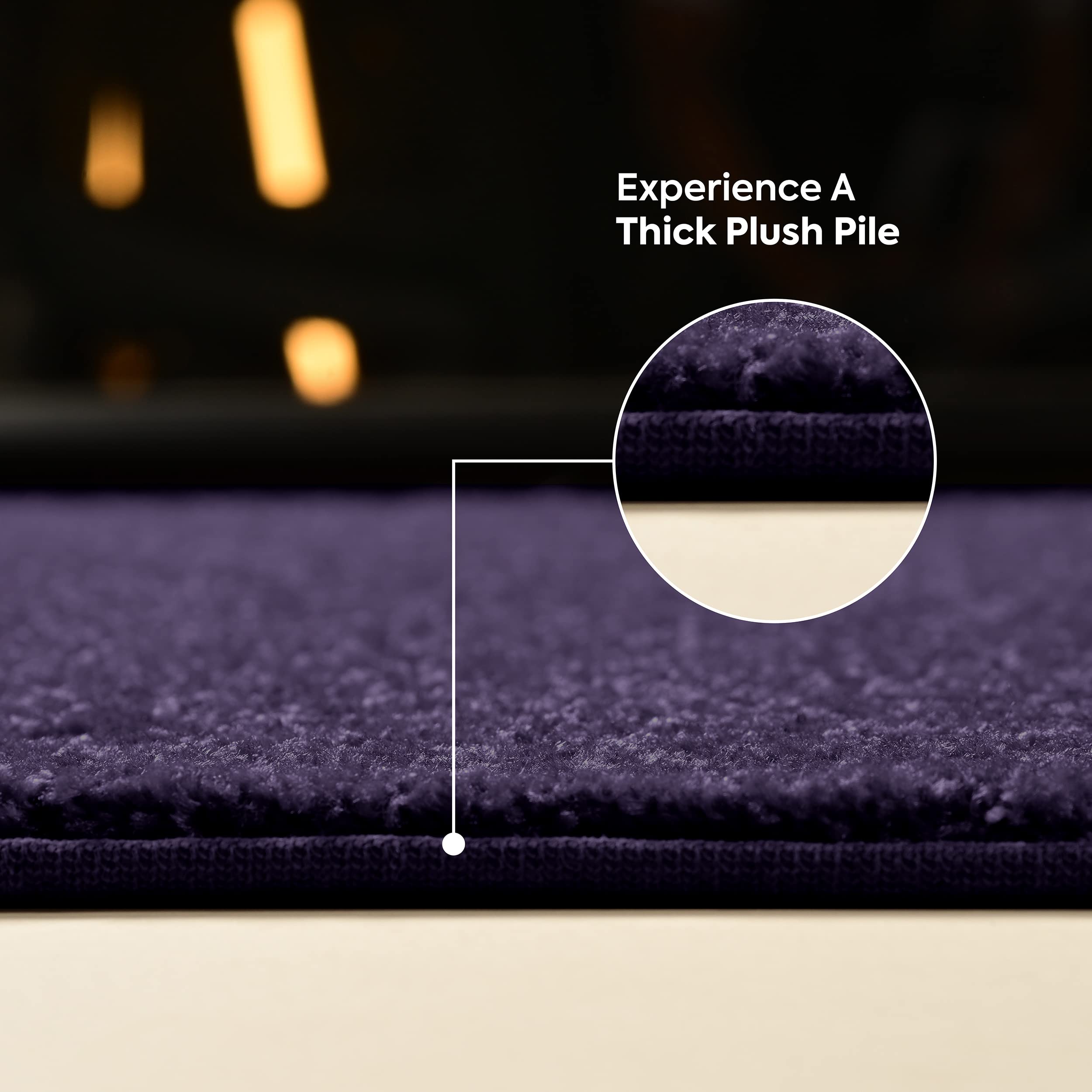 Ambiant Saturn Collection Pet Friendly Area Rugs - 66'' x 132'' Half Round Indoor Stain Resistant Rug in Purple | Perfect for Living Room, Bedroom, Entryway & Doorway | Pet & Kid Safe Non-Slip Carpet | Wedding Gift & Home Decor Idea