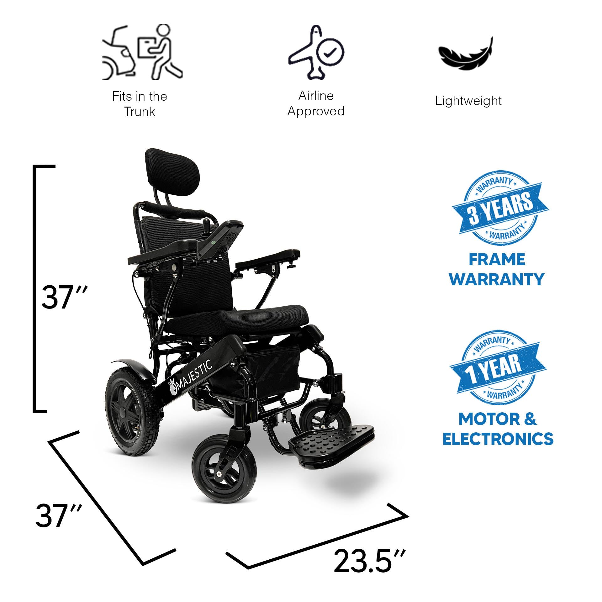 Foldable Lightweight Electric Wheelchair for Adults & Seniors - 20