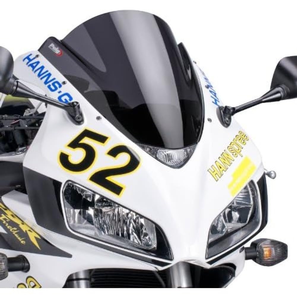 Puig 1665F Dark Smoke Racing Windshield - High-Performance Motorcycle Windshield for Harley, Honda, Yamaha - Perfect for Touring, Cruising & Long-Distance Riding