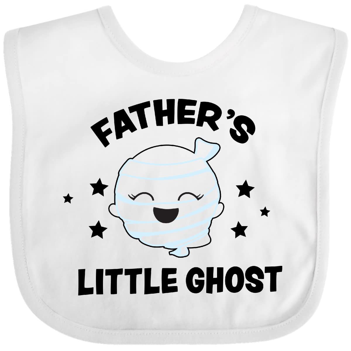 Inktastic Cute Father's Little Ghost with Stars Baby Bib - Soft Cotton Drool Bib for Newborns & Infants - Perfect for Feeding Time, Playtime & Photo Shoots