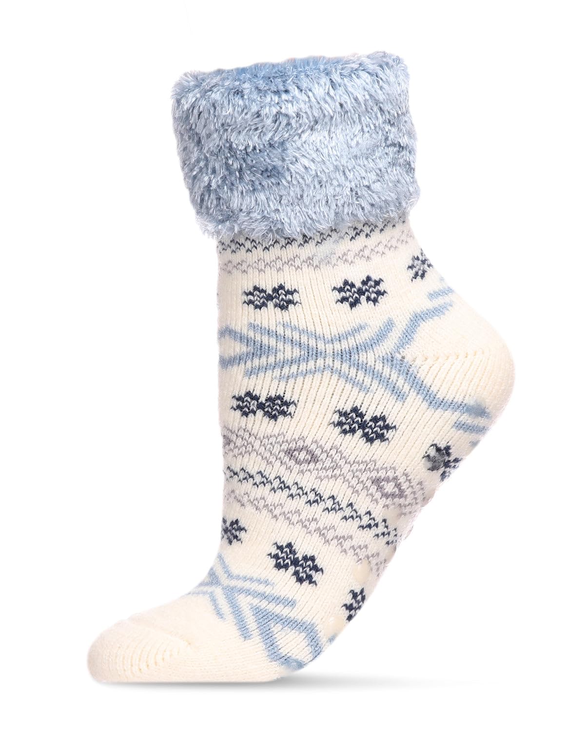 MeMoi Women's Fair Isle Knit Plush Lined Cabin Socks - Warm Winter Slipper Socks for Cozy Home, Christmas Gifts & Cabin Retreats