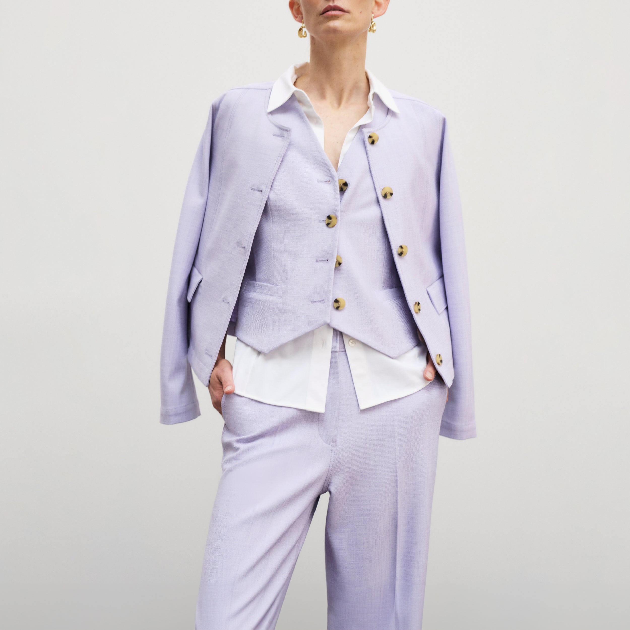 Lani Stretch Tweed Pants in Lilac & Ivory - Comfortable High-Waisted Office Pants for Women | Perfect for Business Casual, Workwear & Professional Outfits