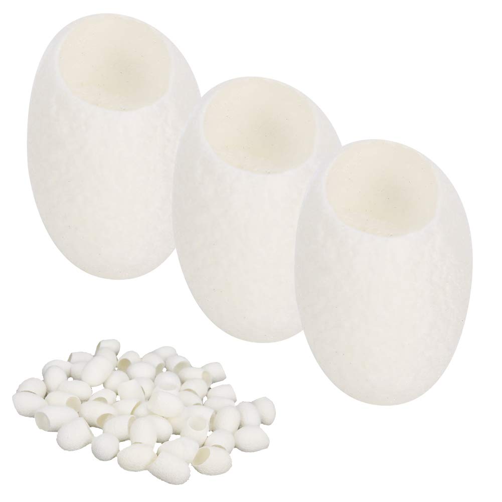 50pcs Natural Silk Cocoons for Face - Organic Silkworm Exfoliating Balls for Blackhead Removal, Acne Scar Treatment & Anti-Aging - Skin-Friendly Facial Cleanser for Gentle Exfoliation & Pore Cleansing - Perfect for Spa, Home Facial & Skincare Routine