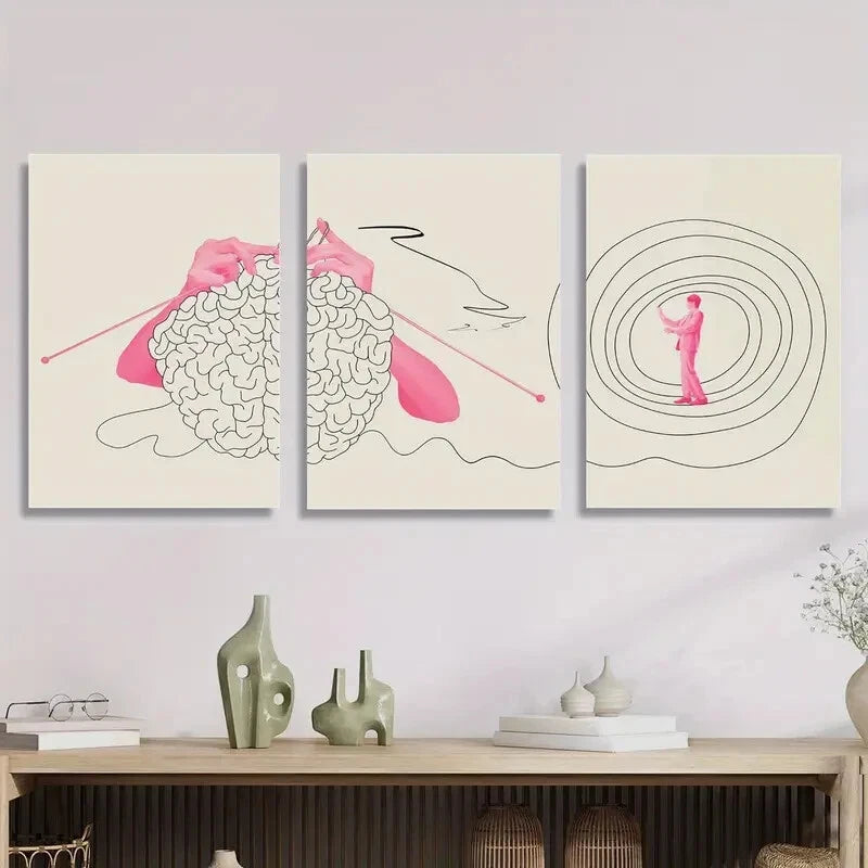 3-Piece Abstract Metal Wall Art Prints - Ready to Hang Modern Home Decor for Living Room, Bedroom & Office | Creative Concept Artwork