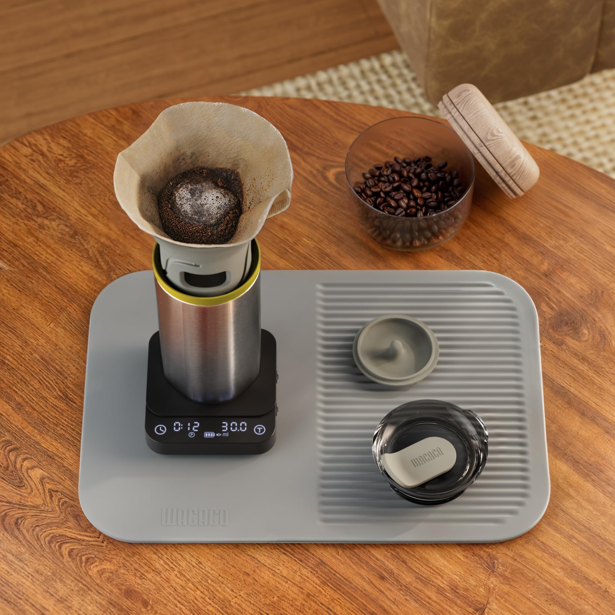 WACACO Exagram Pro Digital Coffee Scale with Timer - Ultra-Precise Mini Food Scale for Espresso, Pour Over & Kitchen Use | Rechargeable, 3 Weighing Modes, Portable with Carrying Case & Removable Silicone Mat | Perfect for Home Baristas, Camping & Office Coffee Brewing (Black)