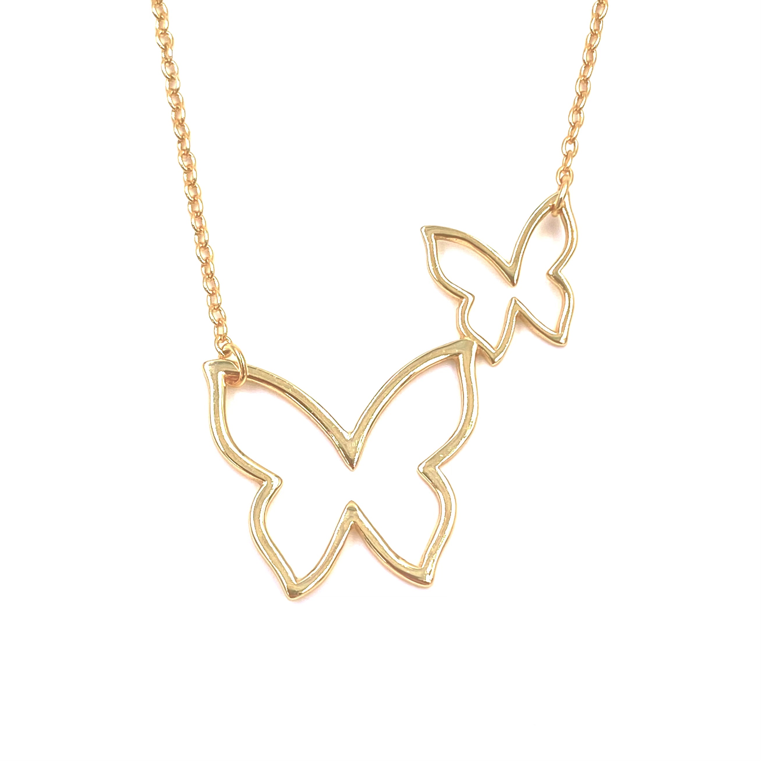 Sterling Silver Gold Plated Double Butterfly Pendant Necklace for Women - Elegant Layered Jewelry for Parties, Weddings & Everyday Wear