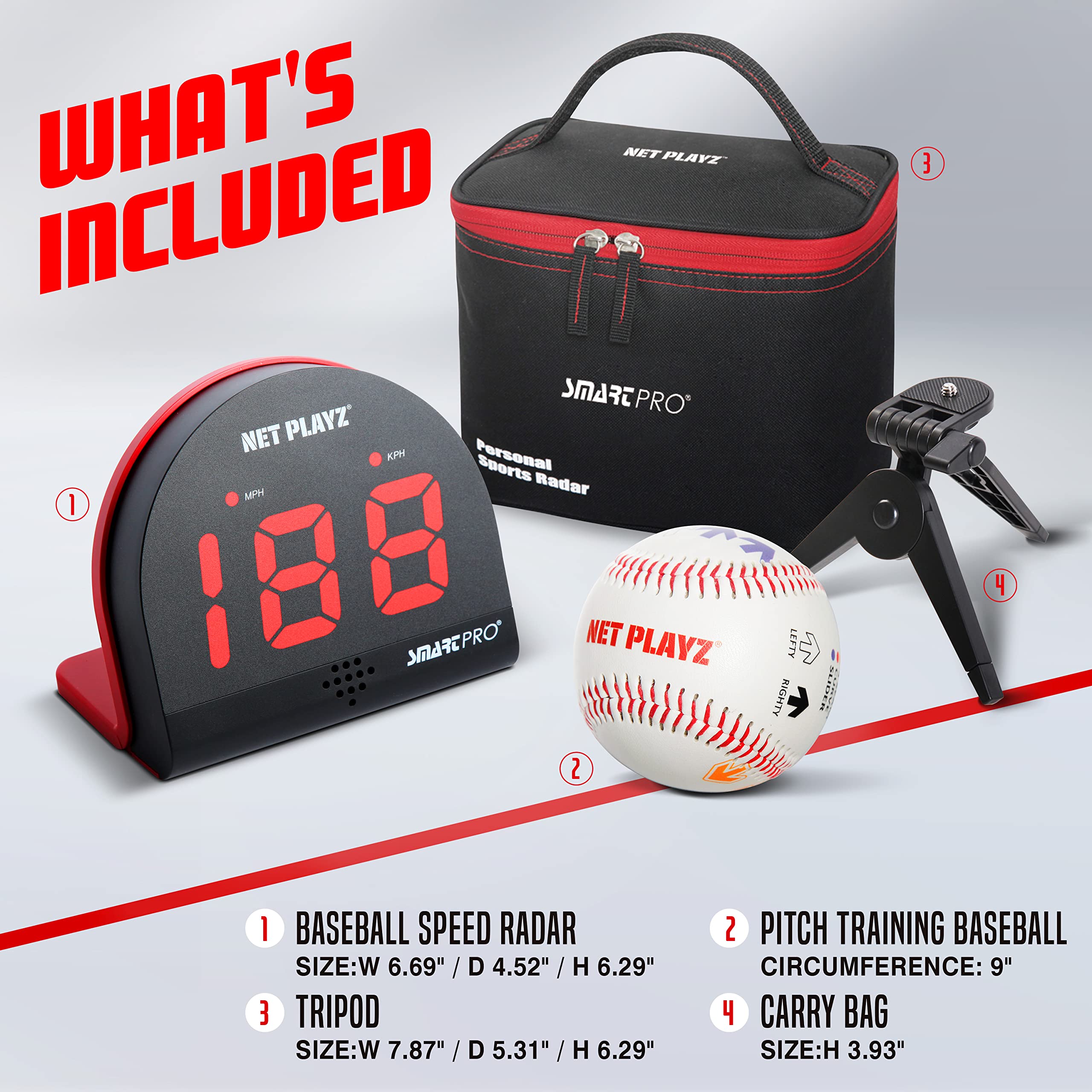 NET-PLAYZ Baseball Pitching Training Aids & Equipment – Speed Radar & Pitch Trainer Kit for Kids, Teens, Adults | Perfect Gift for Baseball Players & Pitchers | Improve Pitching Skills for All Ages & Levels | Ideal for Practice, Games & Training Sessions