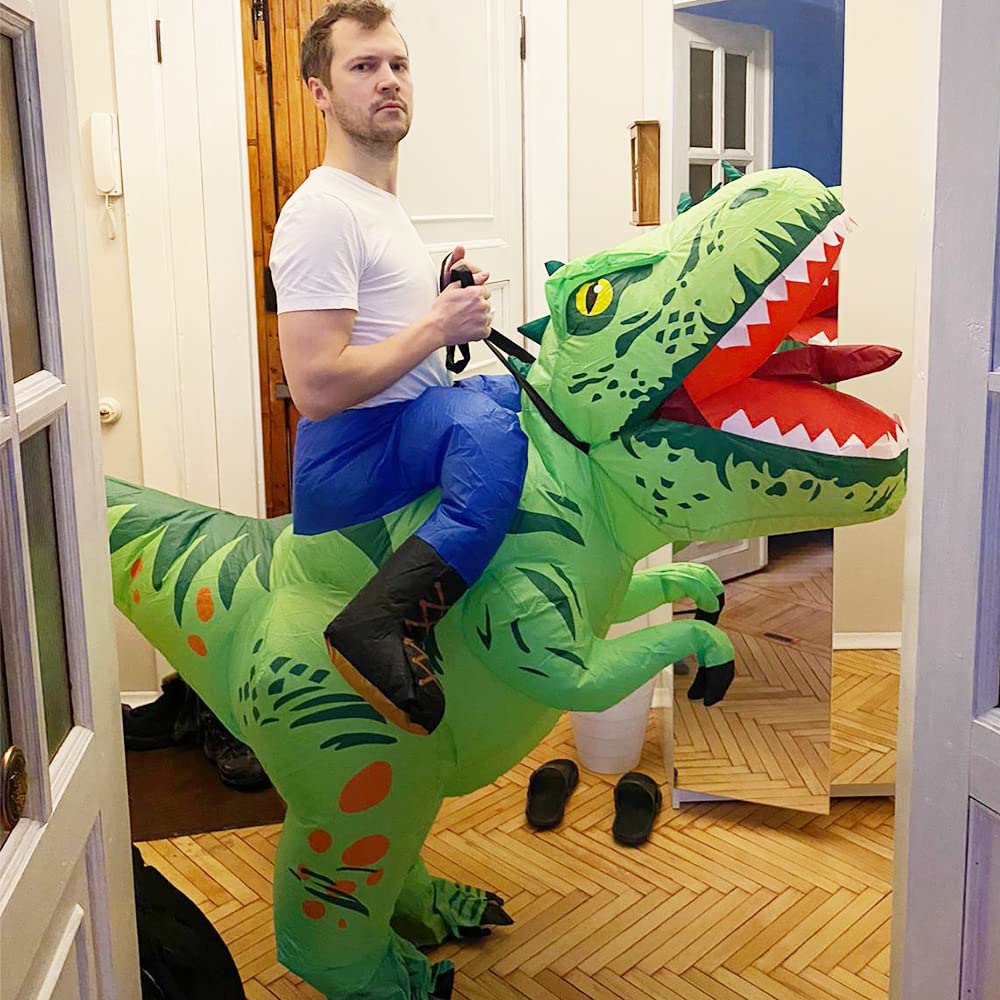 MT MENGTONG Inflatable Dinosaur Costume for Adults - Funny T-Rex Halloween Costume for Men & Women | Dinosaur Rider Outfit for Parties, Cosplay & Events