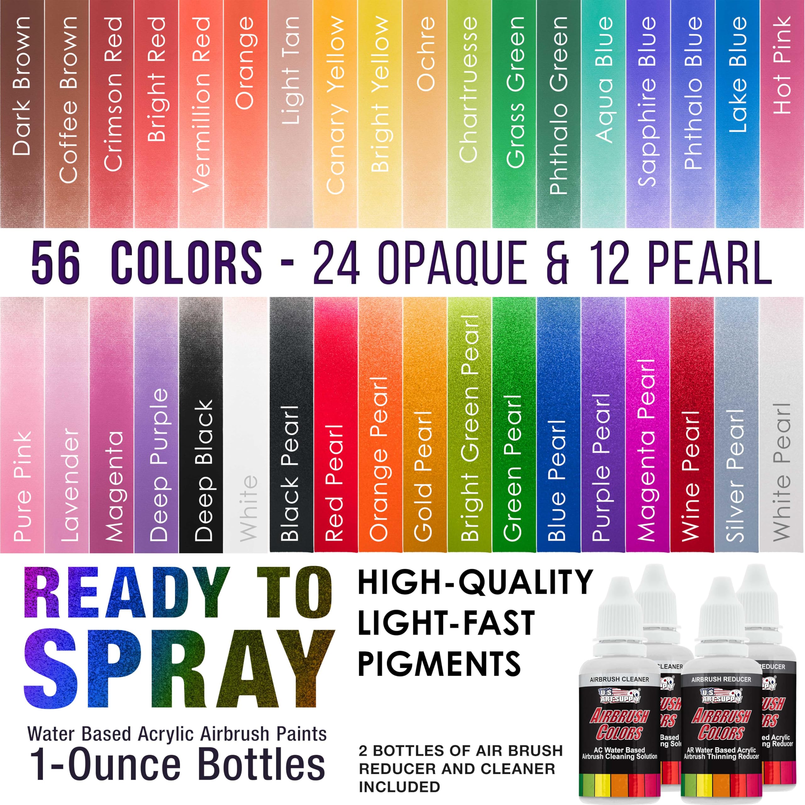 54-Color Ultimate Acrylic Airbrush & Leather Paint Set for Shoes, Crafts, DIY - Includes Cleaner, Thinner, 50 Mixing Cups, 50 Wooden Sticks & Color Wheel | Perfect for Airbrush Art, Leather Repair, Shoe Customization & Hobby Projects