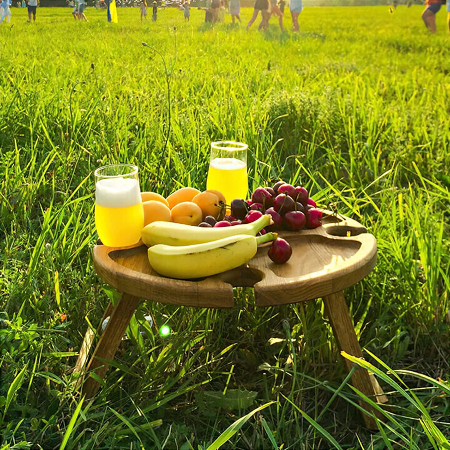 Outdoor Folding Wine Table - Portable Patio Bar Table with Side Tray for Garden, Porch, Balcony & Yard Entertaining - Perfect for Outdoor Dining, BBQ Parties & Relaxing in the Sun