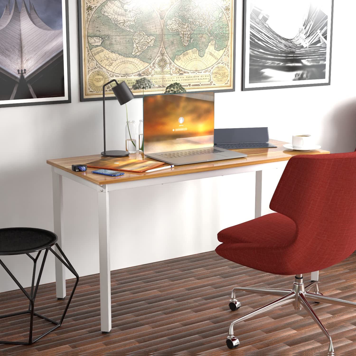 Anivia 47 Inch Walnut Computer Desk - Home Office Desk, Writing Table, Study Desk & Dining Table (47