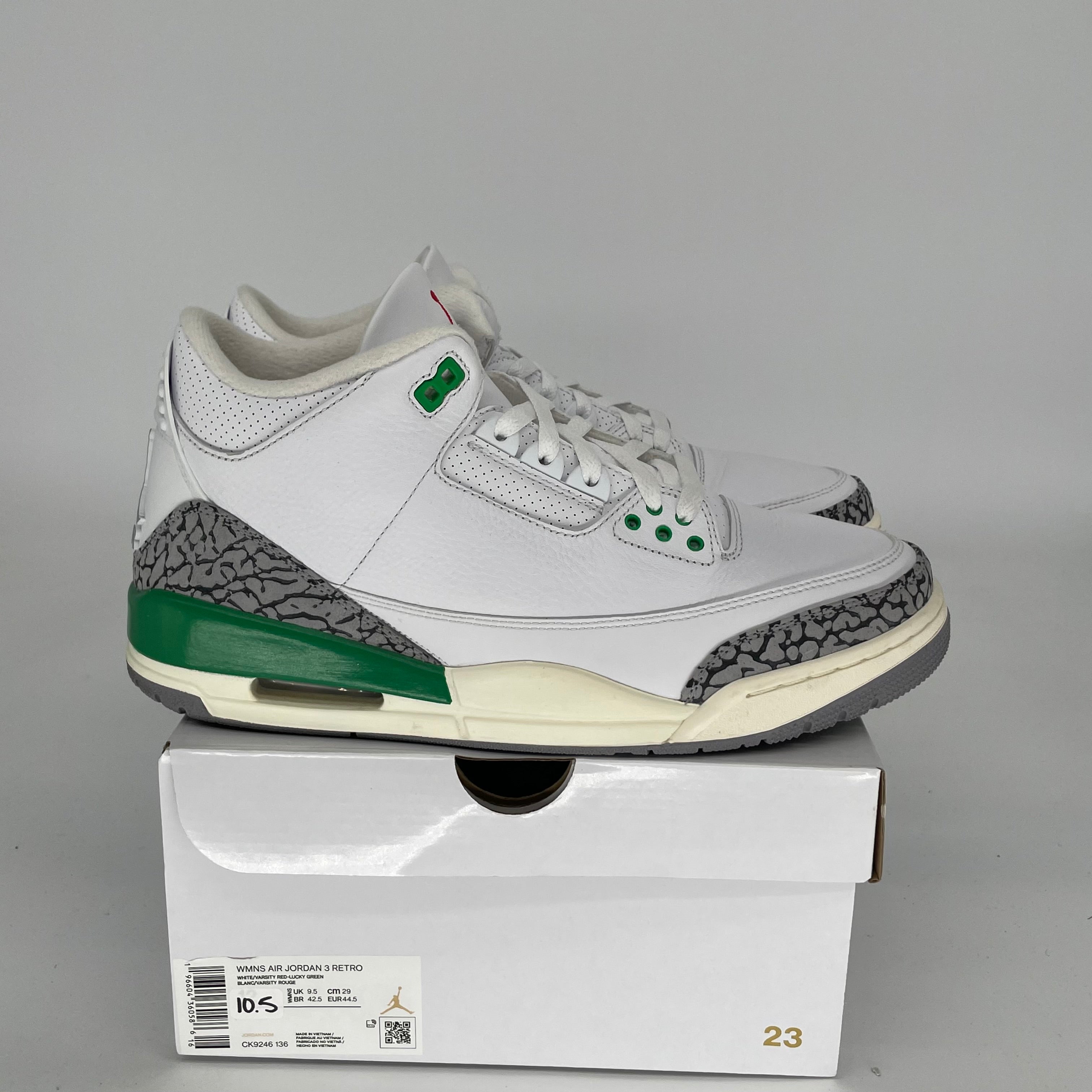 AIR JORDAN 3 Lucky Green Basketball Shoes - Women's Size 10.5/12W (CK9246-136) - Retro Style Sneakers for Sports, Casual Wear & Street Fashion