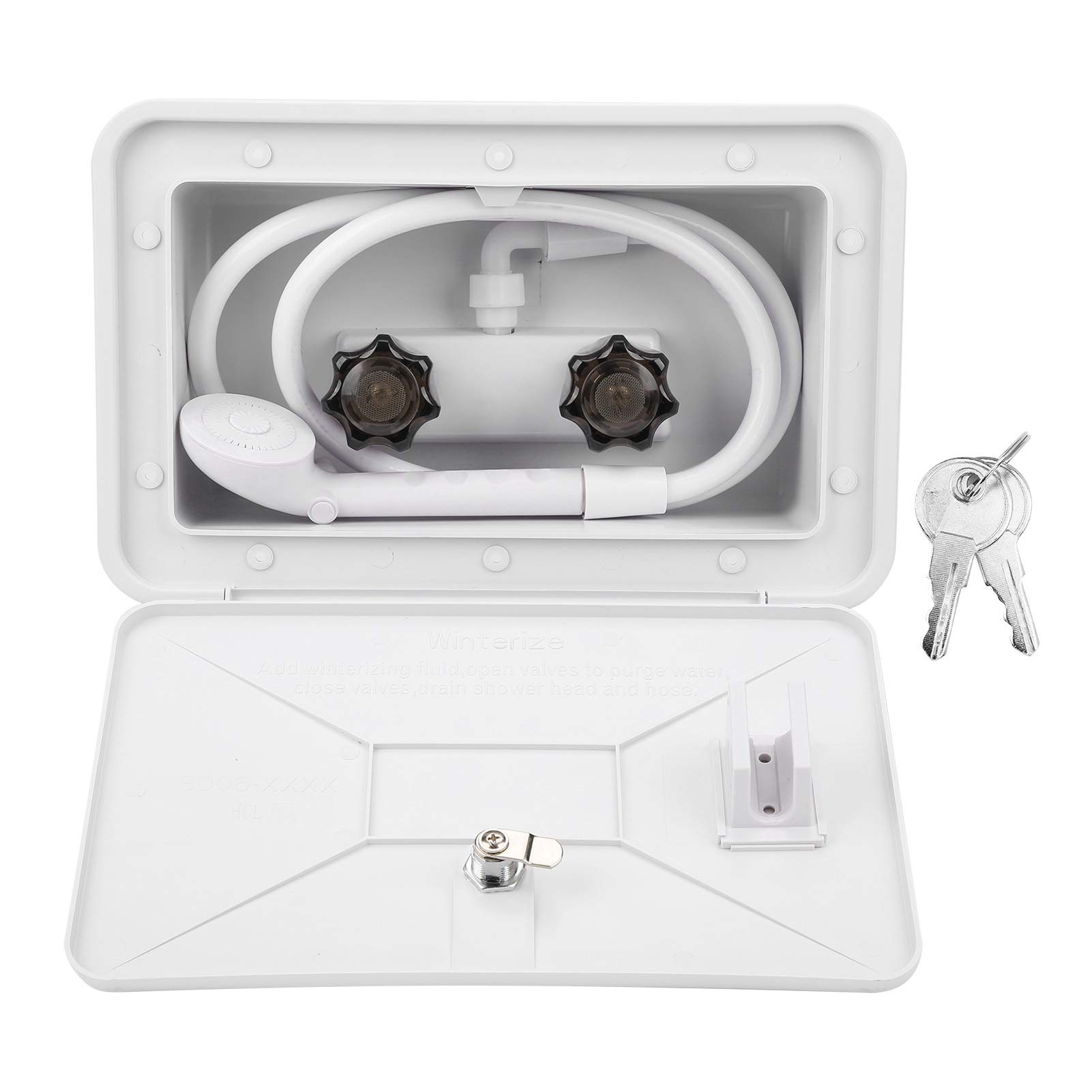Yosoo RV Shower Box Kit - Outdoor Shower with Lock for Boat, Camper, Motorhome & RV - Durable Exterior Faucet & Hand Shower Accessory | Perfect for Camping, Boating & Off-Grid Living